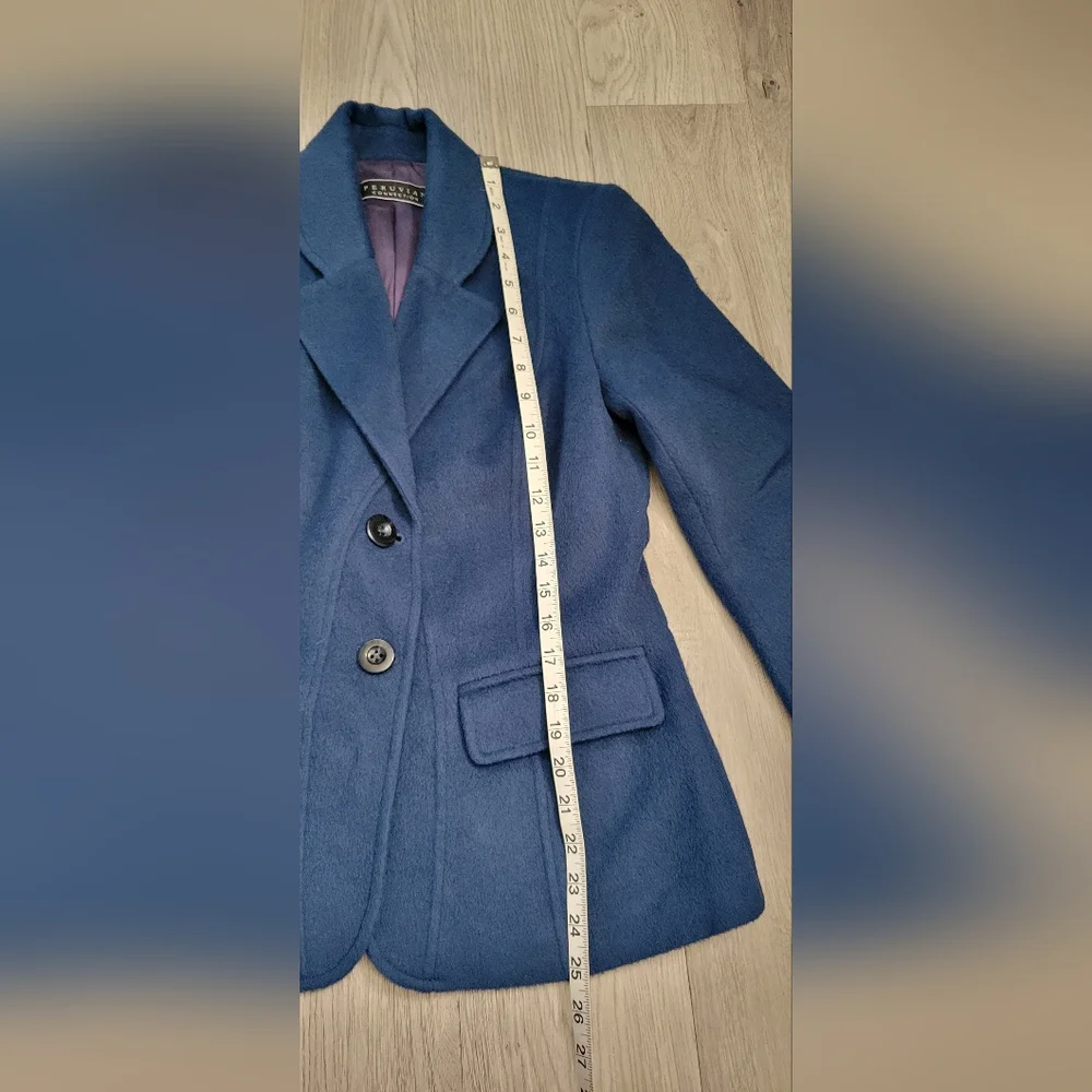 Peruvian Connection Baby Alpaca &  Wool Blend Navy Blue & Purple Blazer, Women 4 - Picture 5 of 16